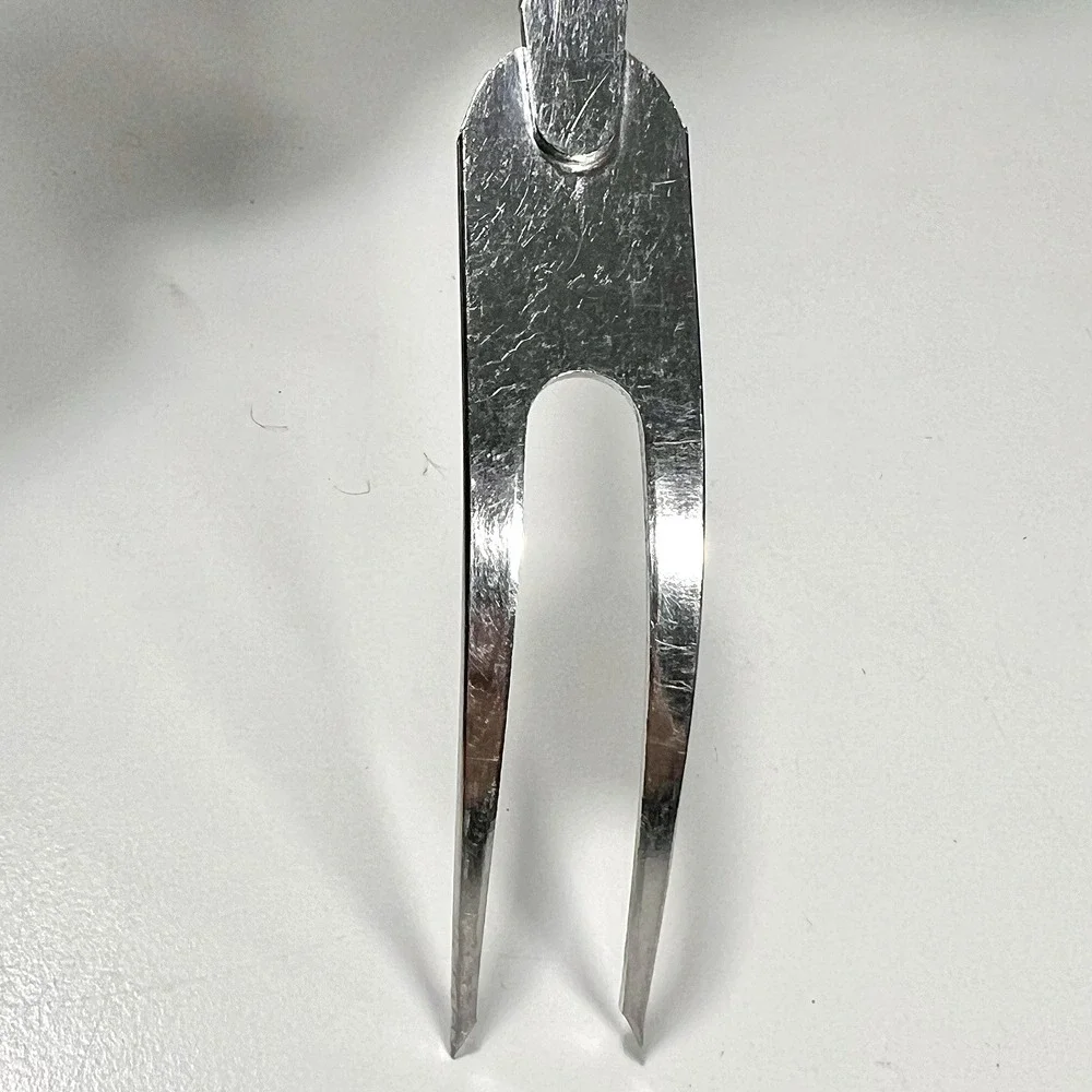 Vintage EKCO Stainless Steel Meat Carving Fork Black Floral Handle MCM‎ 12